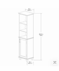 Shaker Style 16 in. W x 12 in. D x 62.25 in. H Linen Cabinet in Dove Gray