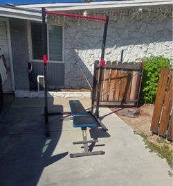 Power Rack with Pull-Up Bar and Weight Bench