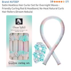 Satin Heatless Hair Curler Set for Overnight Waves - Friendly Curling Rod & Headband, No-Heat Natural Curls Hair Rollers (Dream Nebula)