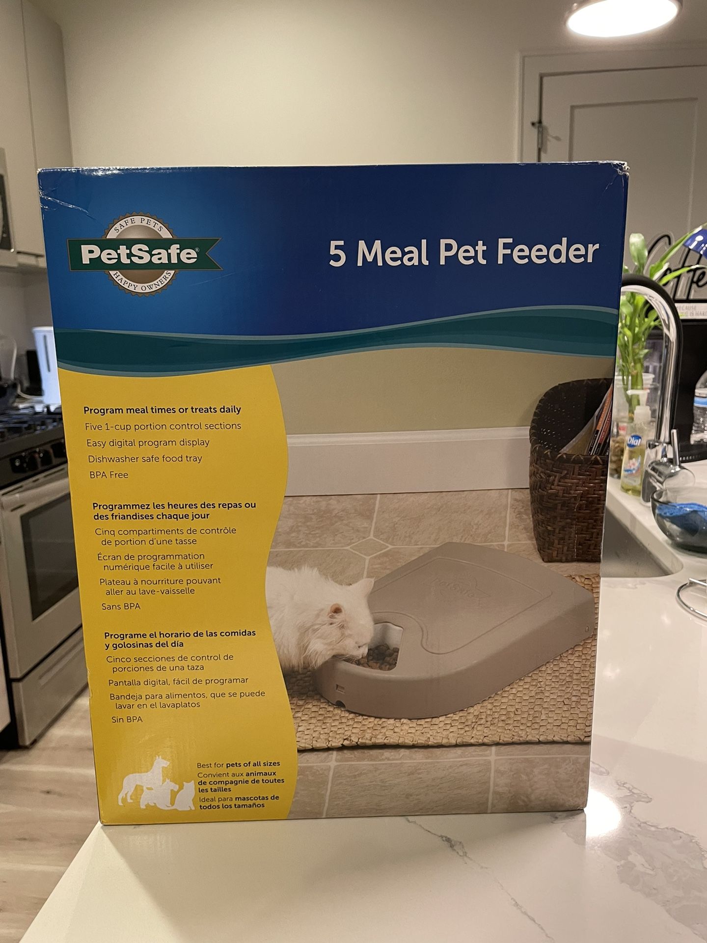 PetSafe 5 Meal Automatic Pet Feeder, Dog and Cat Dry Food Dispenser, with Digital Clock and Portion Control, 1 Cup Compartment Portions, 5 Cups Total 