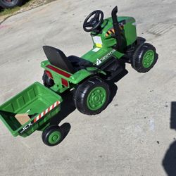 Green Truck Tractor Trailer 12V Electric POWERED RIDE ON kids Toddler