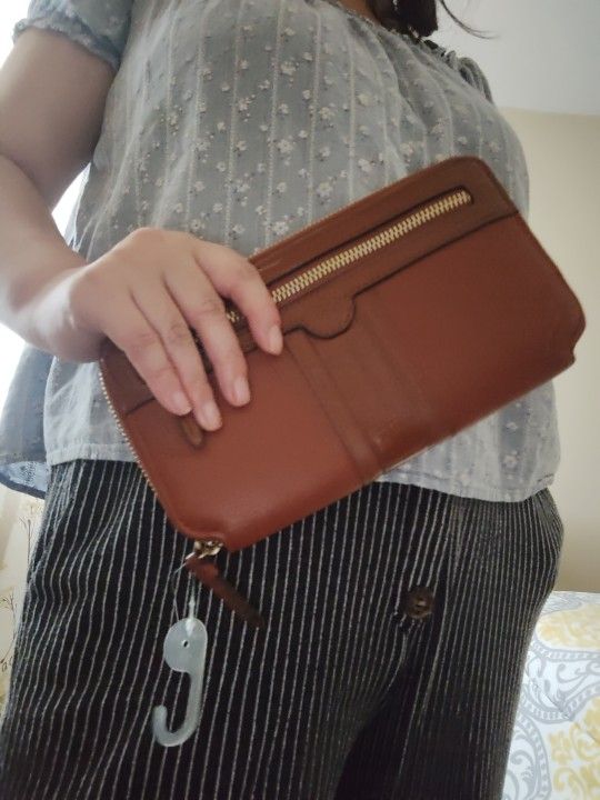 Women Long Wallet Hand Bag Brown 