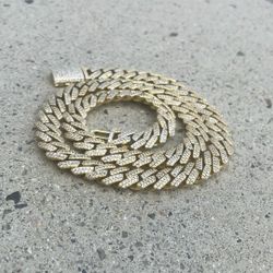 moissanite diamond gold cuban link chain