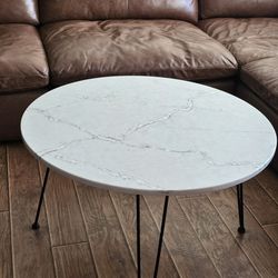 Victorian Silver Quartz 36" Circular Coffee Table 
