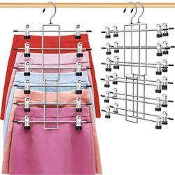 Organization and Storage Skirt Pants Hangers Space Saving,3 Pack 6 Tier Closet Organizers and Storage,Closet Storage Home Organization College Dorm Ro