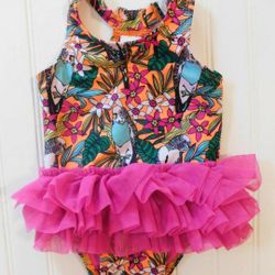 Cat & Jack Baby Girls Size 9M Parrot And Flower Bathing Suit - 

