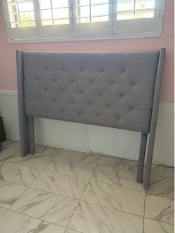 Queen headboard gray color, bed frame included