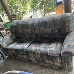 Army Green Pattern Love Seat W/ Fold Out Bed!