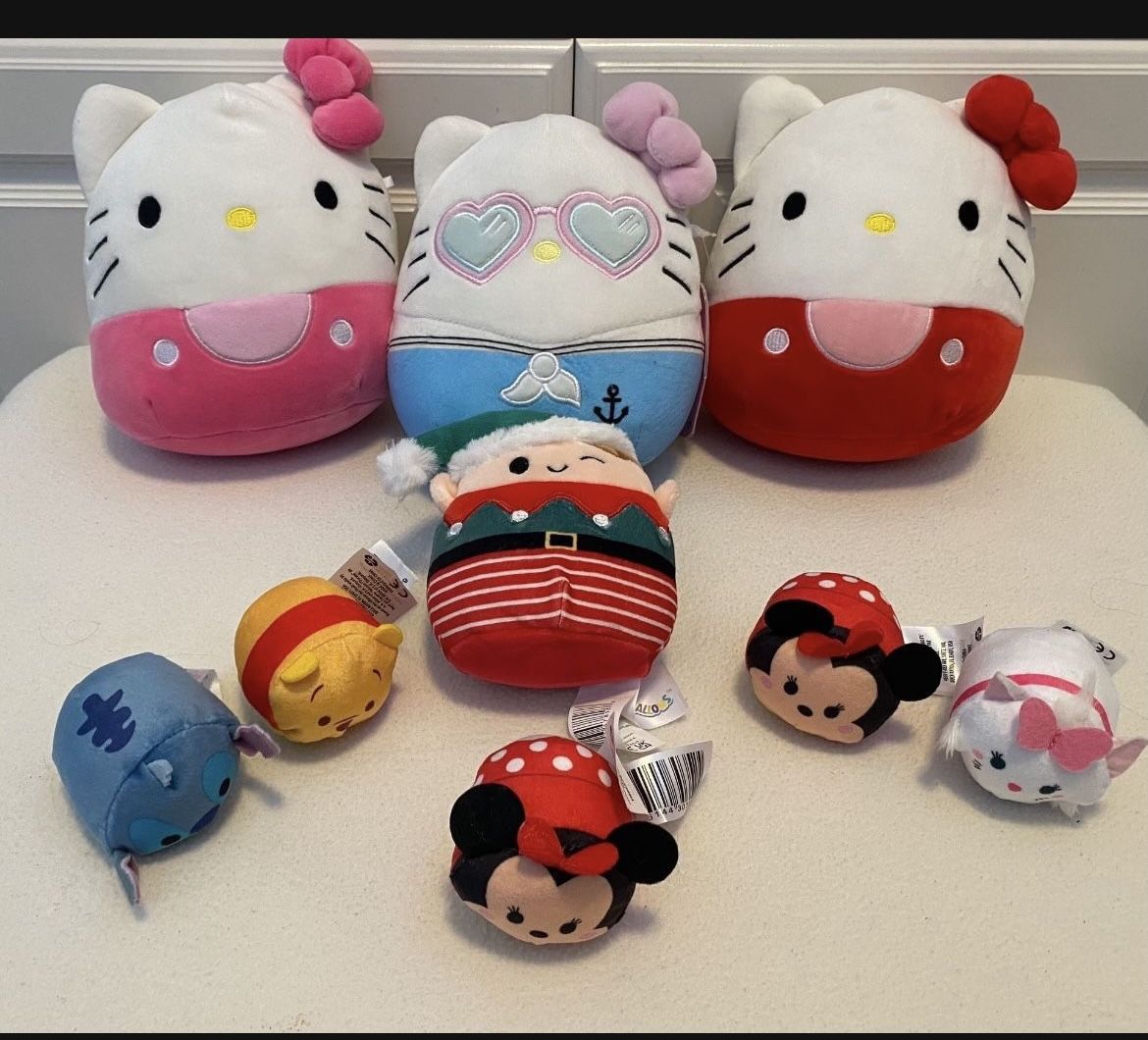 7” Squishmallows x 3 Hello Kitty Sailor Sanrio Christmas Elf 