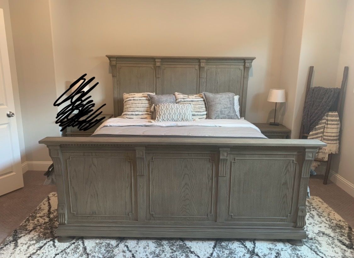 Bed frame -Restoration Hardware St. James Bed Panel Bed With Footboard- King Bed Frame