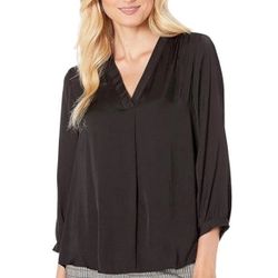 NWT Vince Camuto Rumple V-Neck Black Blouse, XS Perfect for Work or Night Out