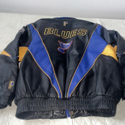 Pro Player St. Louis Blues Leather Jacket Mens Large Clean Button Nhl Vintage