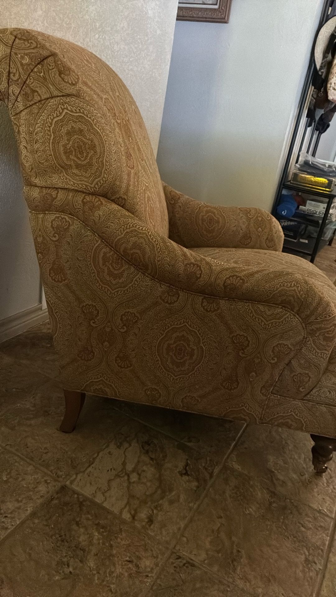 High Back Accent Upholstered Chair & Ottoman 