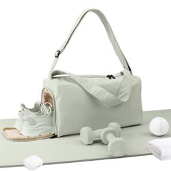 Small Gym Bag with Shoes Compartment, Stylish Duffle Travel Bag for Plane, Lightweight Duffle Bag for Women & Men