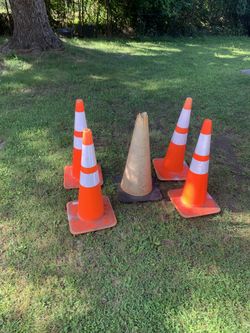 Reflective traffic cones. Parallel parking cones.
