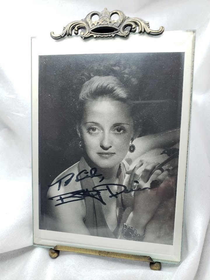Signed Autographed Bette Davis Post Card Framed