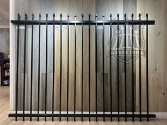 Fence 7'×8'Spike top&Plain,1-1/2'' Rail 14ga; 3/4'' Picket 16ga; Gal.&Powder Coated Black