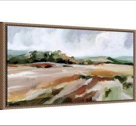 Amanti Art Framed Canvas Wall Art 14x27 Taupe Toned Landscape by Katrina Pete, Framed Wall Art Canva