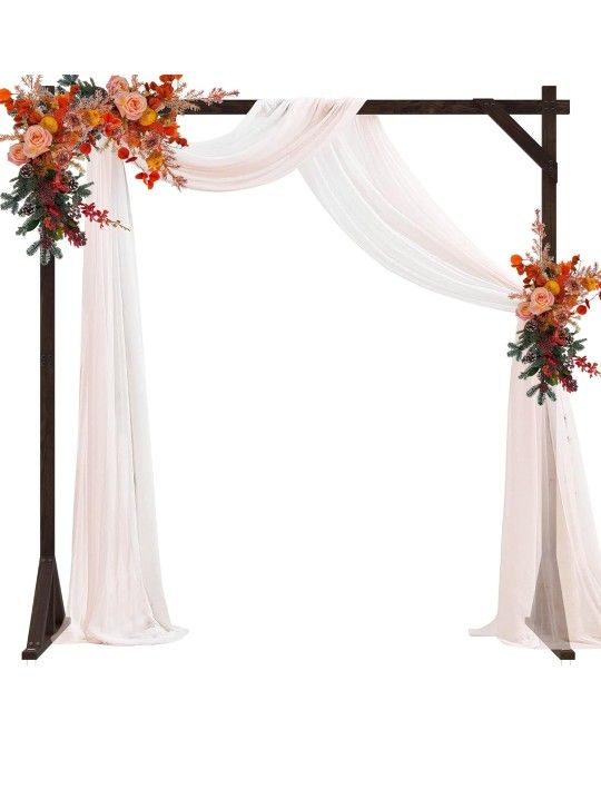Fomcet 7.2FT Wooden Wedding Arch Stand Square Wood Arch Wedding Arbor for Ceremony Party Proposal Scene Garden Beach Forest Rustic Boho Decorations