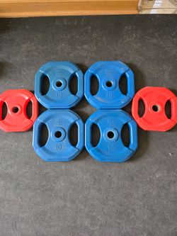 50lb Rubber Coated Standard 1inch Weight Plates 5lb and 10lb