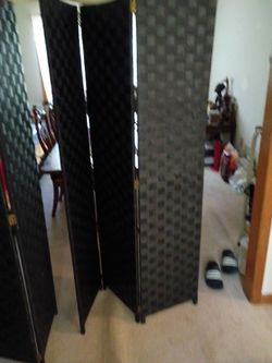 Two Black Woven 4-Panel Room Divider