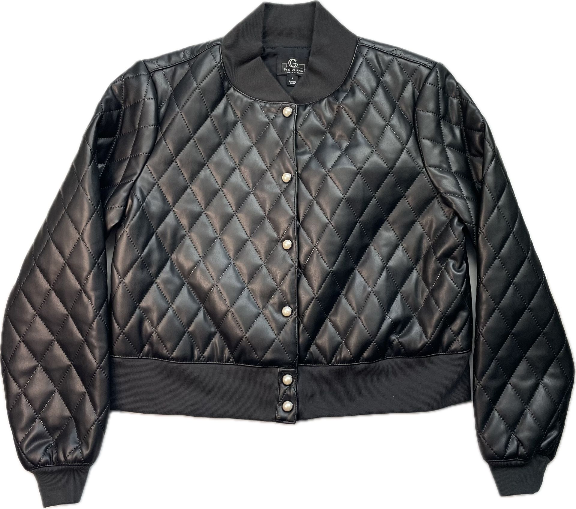 G by Giuliana Black Label Quilted Faux Leather Jacket