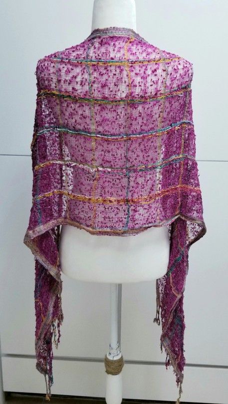 Pink Crochet Knit Scarf Shawl 