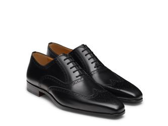 Magnanni For Saks Fifth Avenue Leather Brogue Wingtip Oxford Dress Shoes Black Size 11.5 M RETAIL $498