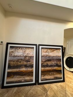 2 Large Paintings Wood Frame 4ftx5ft