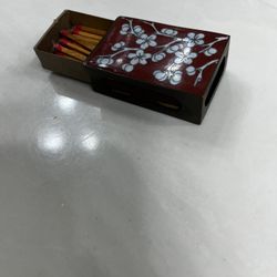  Antique Chinese Floral Design Cloisonné Brass and Enamel Matchbox Holder