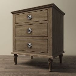 Pair of RH Maison Closed Nightstands – Antiqued Grey Finish
