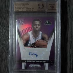 ANDREW WIGGINS 14-15 PANINI PRIZM PURPLE PRIZM ROOKIE AUTOGRAPH 54/99 BGS 9.5/10 