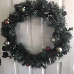 27” Lighted Christmas Wreath 
