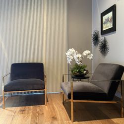 Grey Velvet Chairs - Like New 