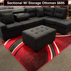 STORE CLOSING !!!! New Sectional With Storage Ottoman 