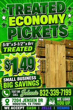 ECONOMY TREATED PICKETS 6FT ONLY $1.49