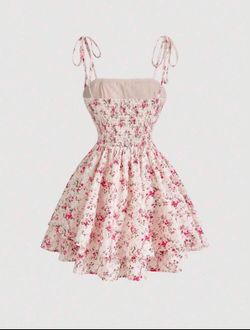 New: Woman’s Pastel Floral , Spaghetti Straps Dress, Size 6 Medium