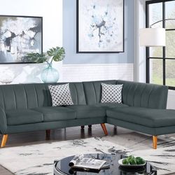 Brand New Dark Grey Retro Style Sectional Sofa