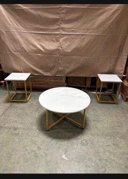 New Assembled Coffee Table with 2-Piece End Tables