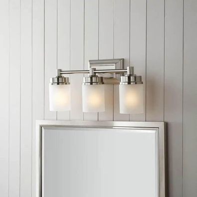 Cade 20.25 in. 3-Light Brushed Nickel Bathroom Vanity Light Fixture with Frosted Glass Shades