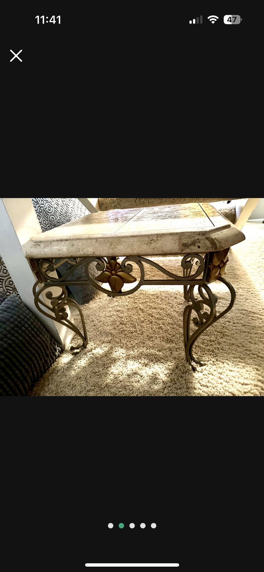 Stone Top End Table