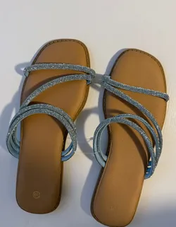 Rhinestone Strappy Flat Slide Sandals