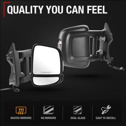 2014-2024 Ram Promaster Rear Side Mirrors. Large Tow Mirrors Heated