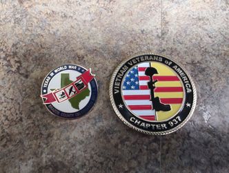 Vietnam Veteran Challenge Coin And WWII Pin
