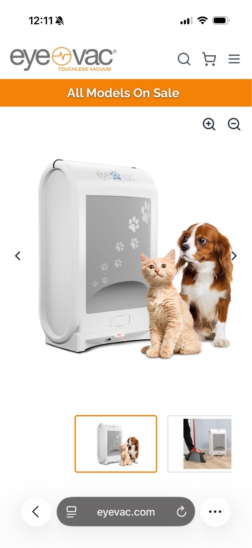 EyeVac Pet Touchless Vacuum / White
