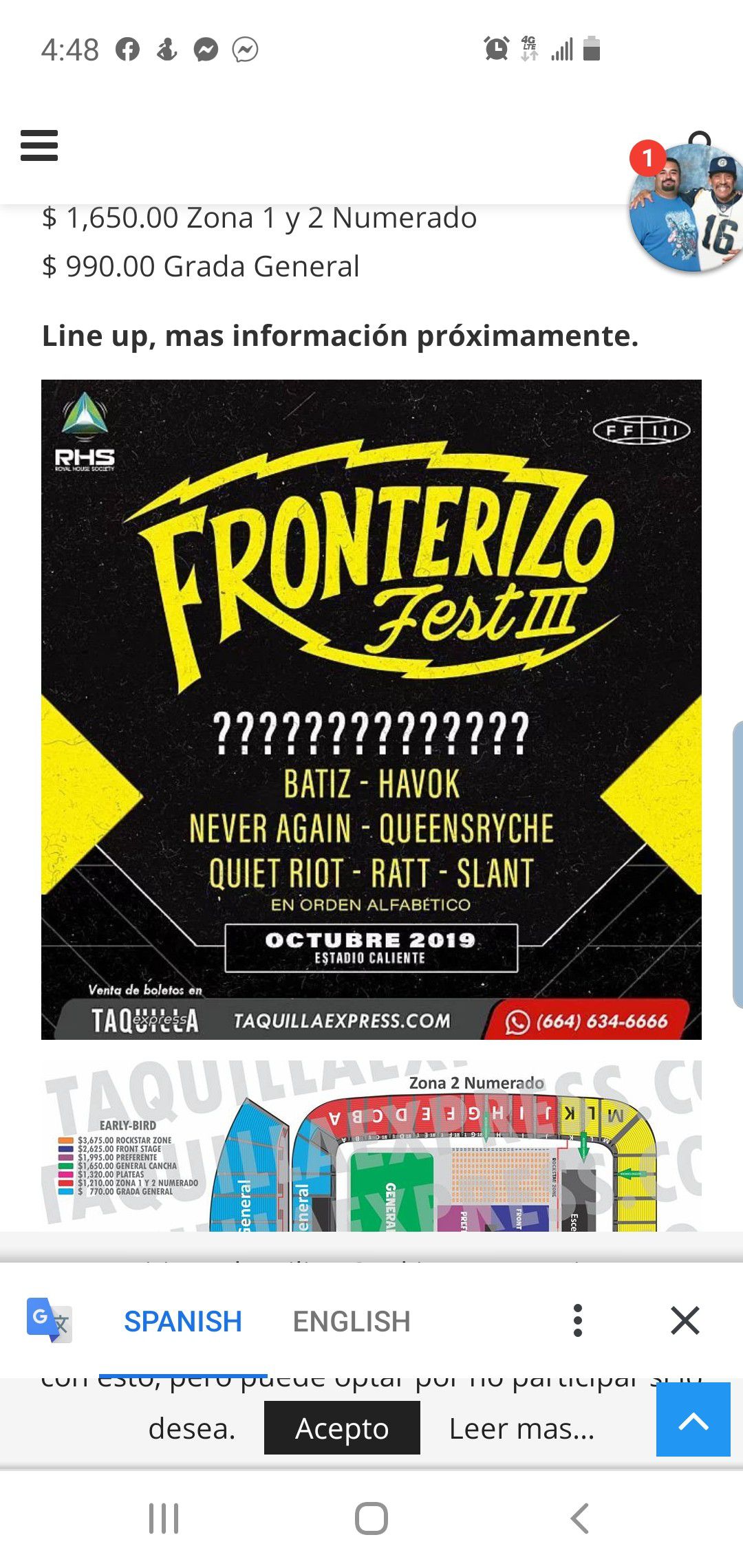 Guns n Roses Tickets Fronterizo fest Tijuana
