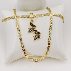 Dije mariposa y Cadena oró laminado/butterfly pendant and 14k gold plated chain