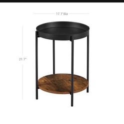 VASAGLE 2-Tier Side Table End Table Coffee Table Steel Frame Rustic Brown and Black LET221B01
