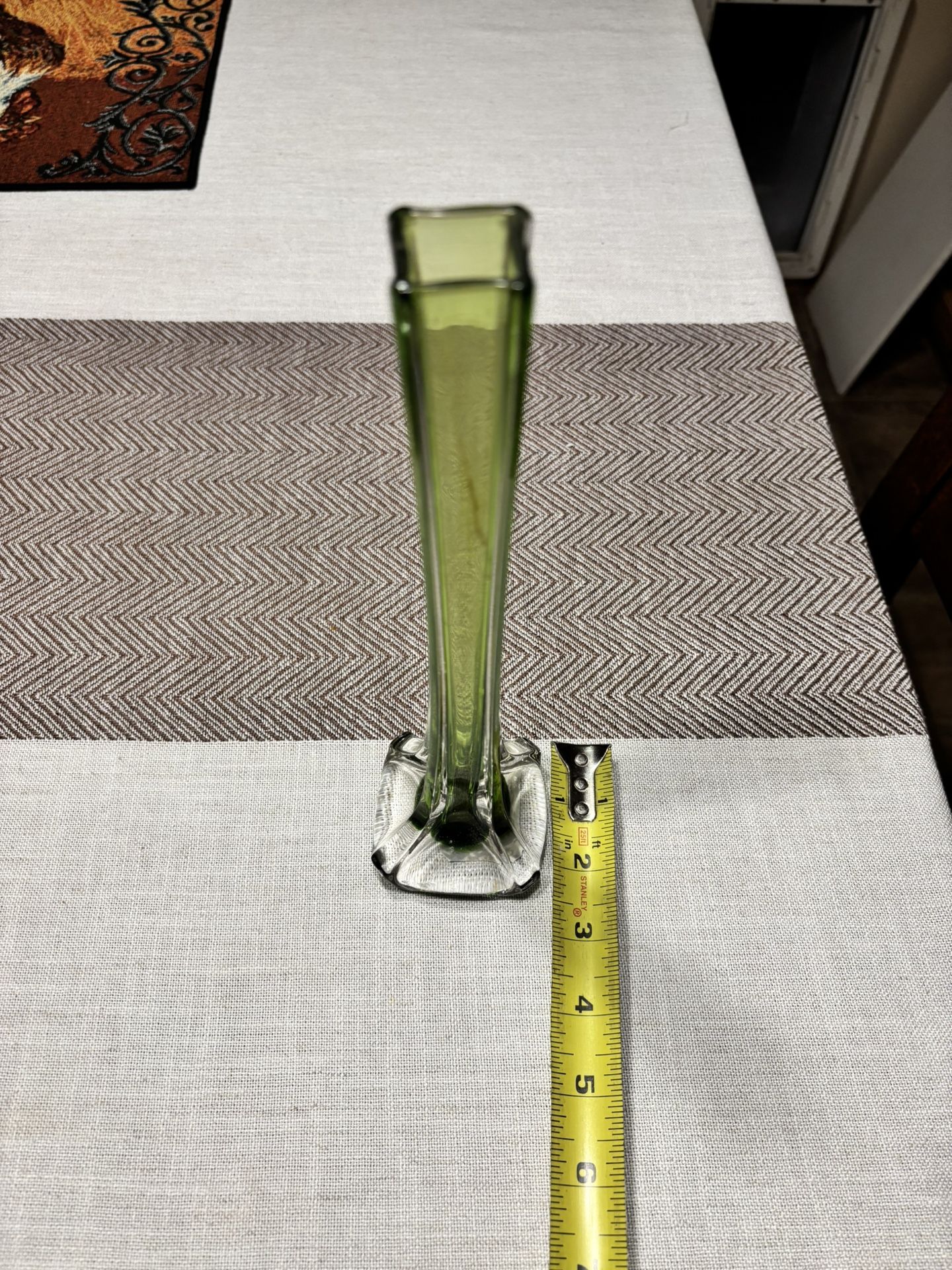 Vintage Lime Green Arching Glass Vase