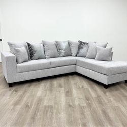 Dove Grey Fabric Sectional. Brand New.
